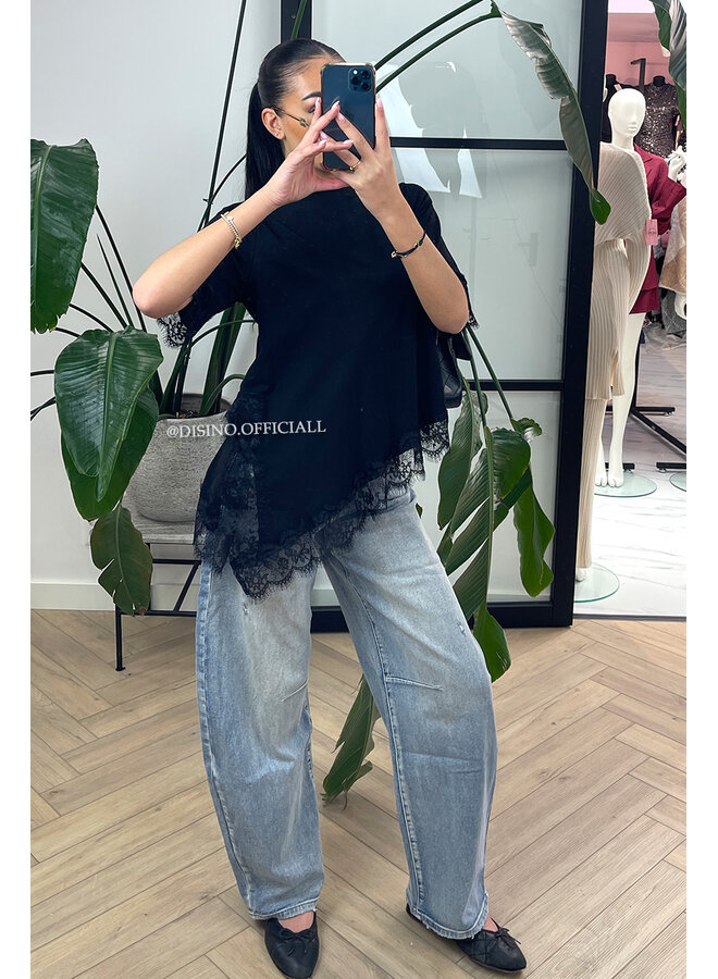 DIRTY WASH - 'RIMINI JEANS' - MEDIUM WAIST STRETCH VIRAL BALLOON LEG JEANS