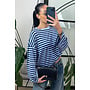 BLUE - 'LEONI TEE' - STRIPED LONG SLEEVE TEE