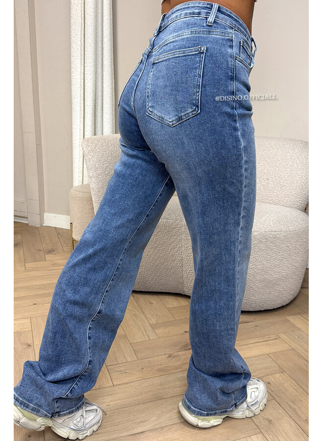 BLUE - 'WINCHESTER' - SUPER STRETCH EXTRA LONG WIDE LEG JEANS