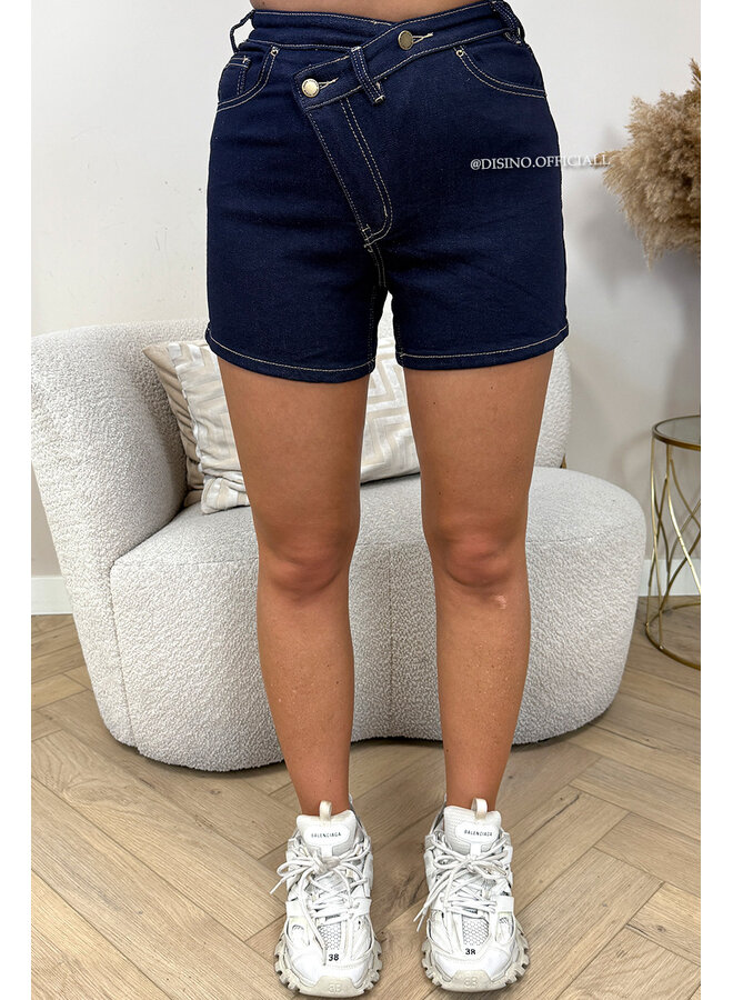 DARK BLUE - 'JOYA SHORTS' - CROSS WAIST SUPER STRETCH SHORTS