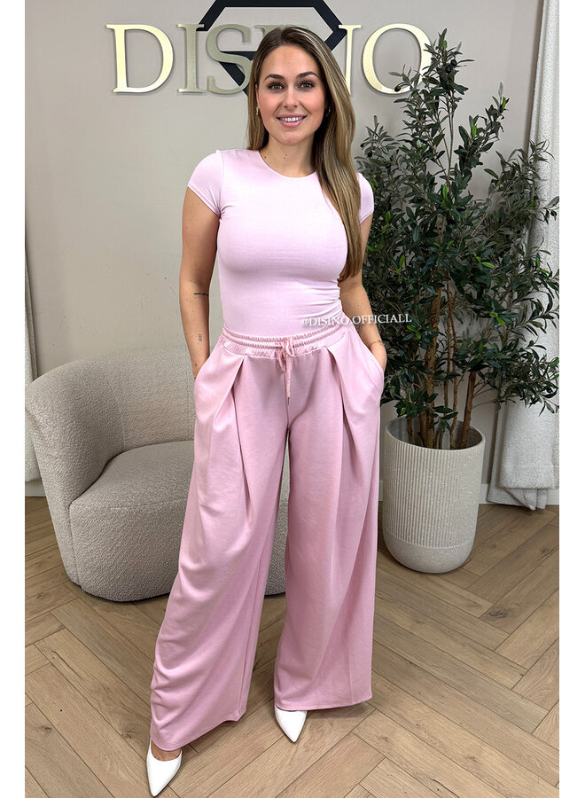 PINK - 'JACKY SHORTSLEEVE' - DOUBLE LAYERED BASIC TOP