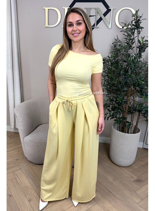 YELLOW - 'ESMEE' - ONE-SHOULDER SHORTSLEEVE TOP