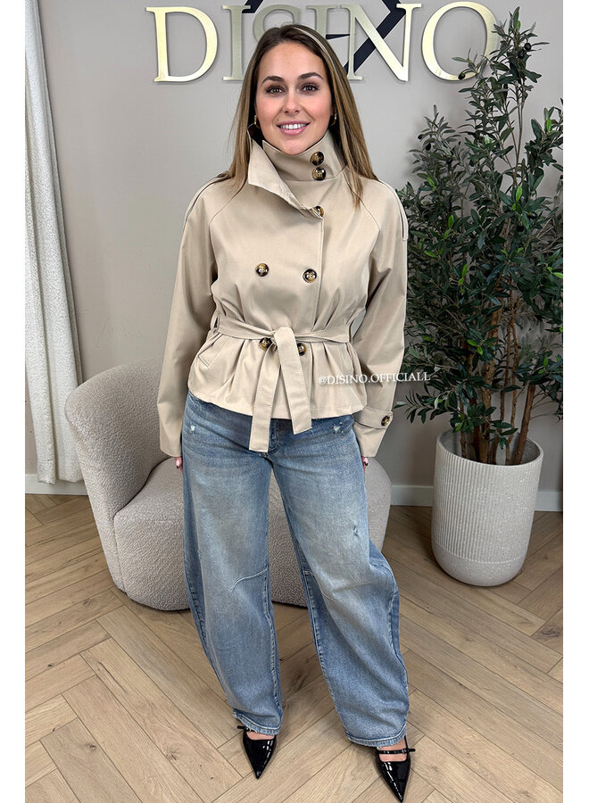 BEIGE - 'CHIARA TRENCH' - SHORT TRENCH JACKET