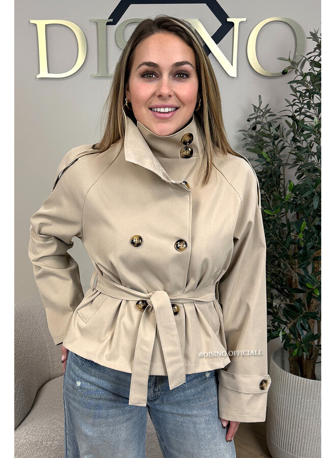 BEIGE - 'CHIARA TRENCH' - SHORT TRENCH JACKET