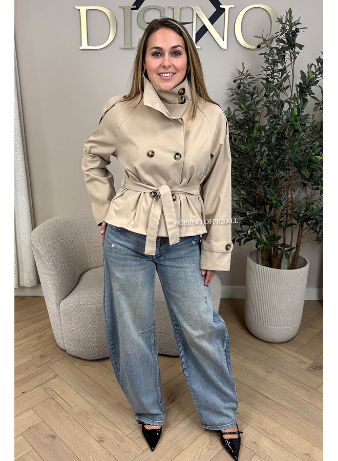 BEIGE - 'CHIARA TRENCH' - SHORT TRENCH JACKET