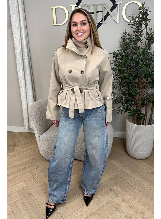 BEIGE - 'CHIARA TRENCH' - SHORT TRENCH JACKET