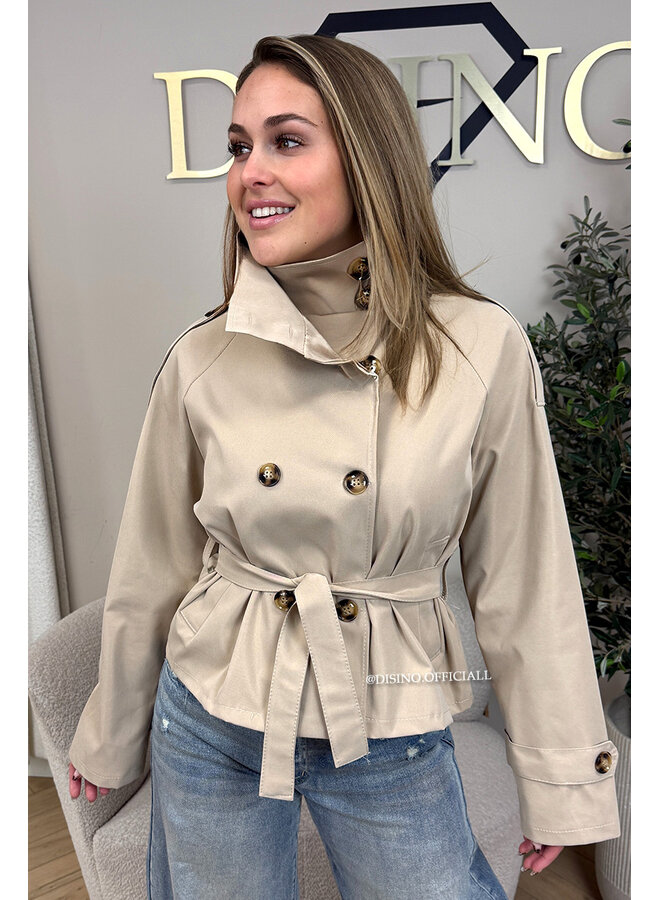 BEIGE - 'CHIARA TRENCH' - SHORT TRENCH JACKET