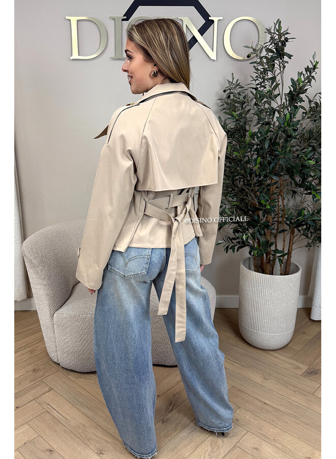 BEIGE - 'CHIARA TRENCH' - SHORT TRENCH JACKET