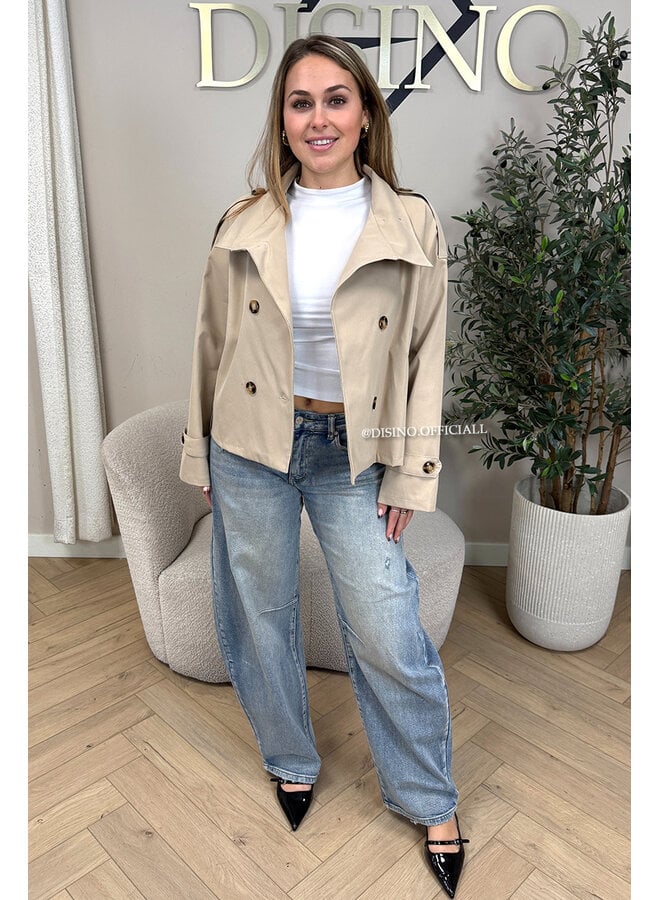 BEIGE - 'CHIARA TRENCH' - SHORT TRENCH JACKET