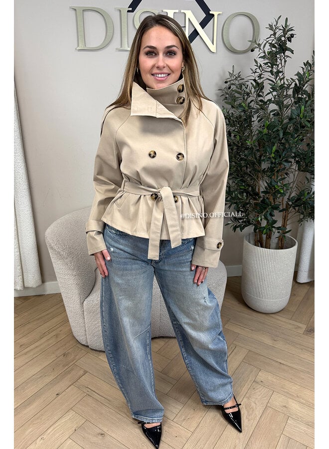 BEIGE - 'CHIARA TRENCH' - SHORT TRENCH JACKET
