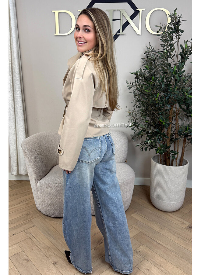 BEIGE - 'CHIARA TRENCH' - SHORT TRENCH JACKET