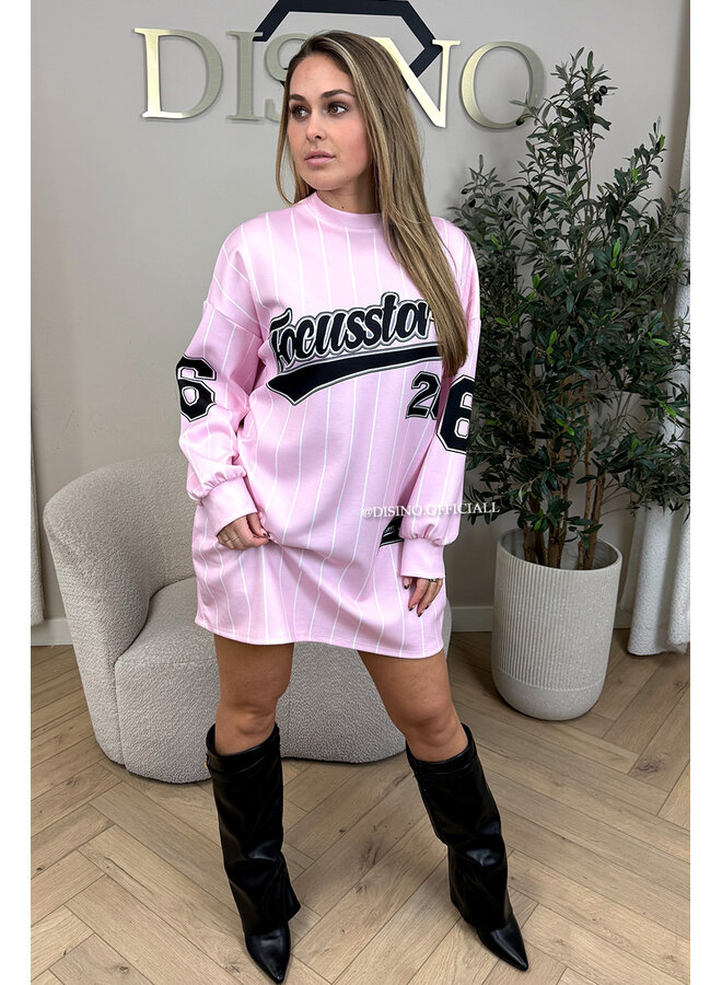 PINK - 'FOCUSSTORM DRESS' - INSPIRED JERSEY SWEATER DRESS