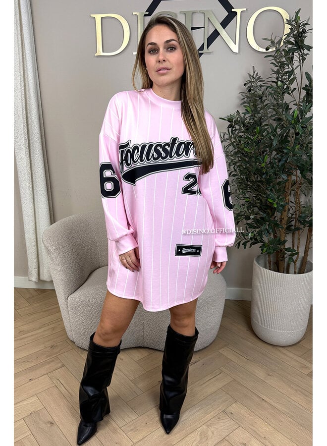 PINK - 'FOCUSSTORM DRESS' - INSPIRED JERSEY SWEATER DRESS