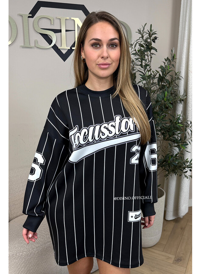 BLACK - 'FOCUSSTORM DRESS' - INSPIRED JERSEY SWEATER DRESS