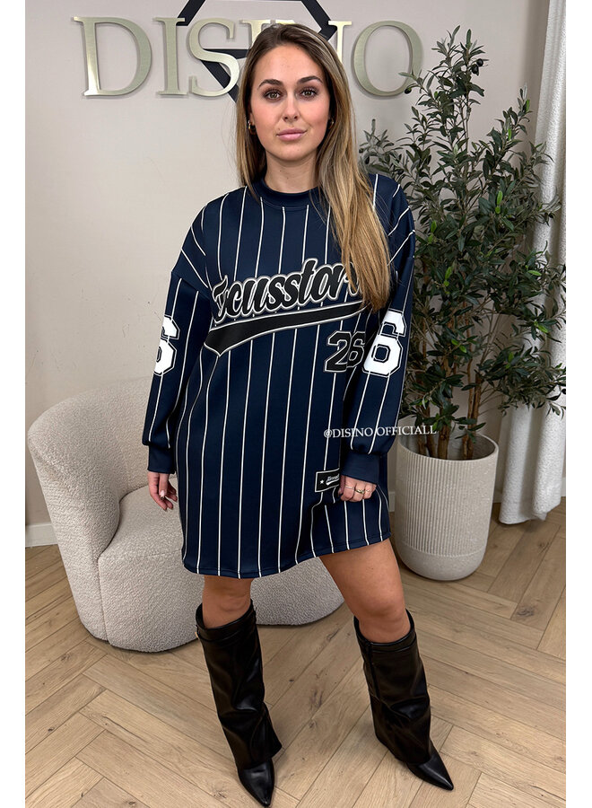 NAVY BLUE - 'FOCUSSTORM DRESS' - INSPIRED JERSEY SWEATER DRESS