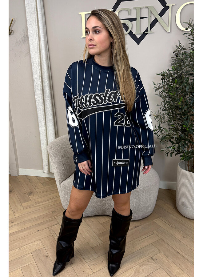 NAVY BLUE - 'FOCUSSTORM DRESS' - INSPIRED JERSEY SWEATER DRESS
