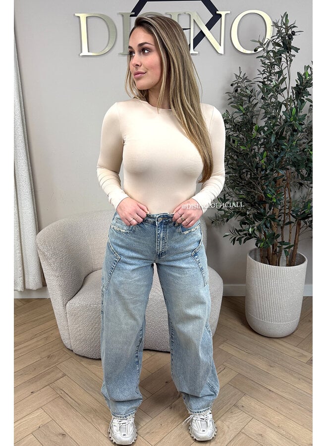 DIRTY LIGHT BLUE - 'BALLOON CARGO JEANS' - STRETCH VIRAL BALLOON LEG JEANS