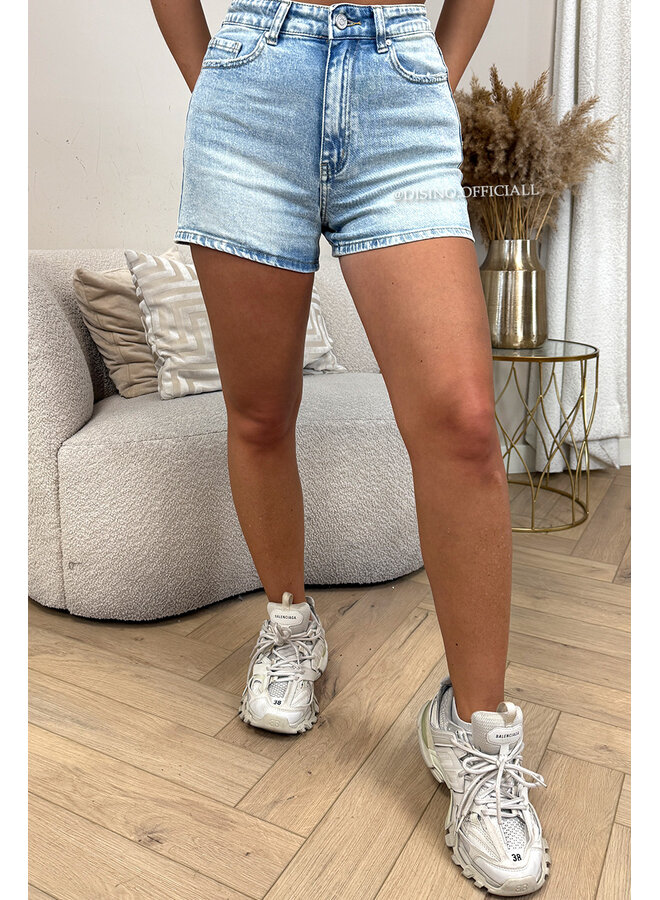 VINTAGE WASHING - 'BERLIN SHORTS' - STRETCH VIRAL BUM RIPPED DENIM SHORTS