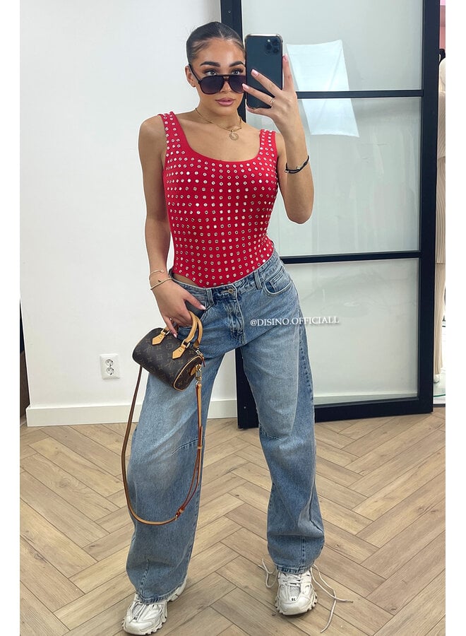 RED - 'LYNN BODY' - VIRAL MIRROR BODYSUIT