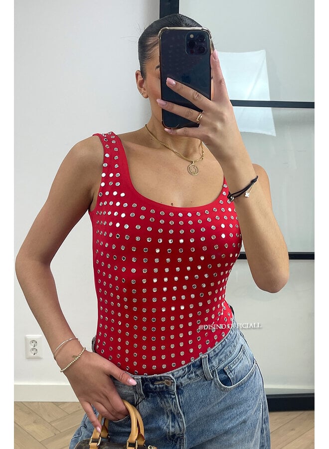RED - 'LYNN BODY' - VIRAL MIRROR BODYSUIT