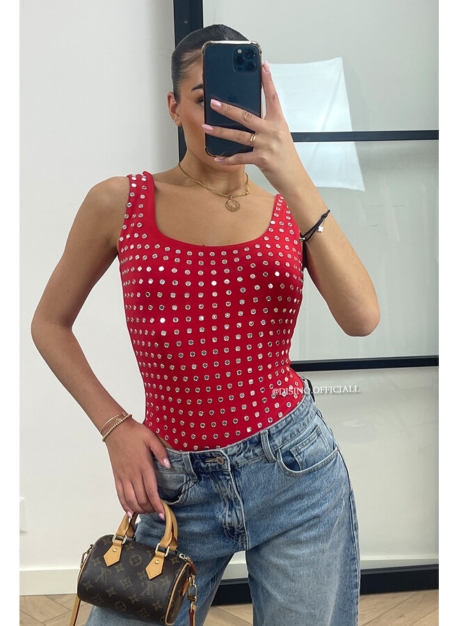 RED - 'LYNN BODY' - VIRAL MIRROR BODYSUIT