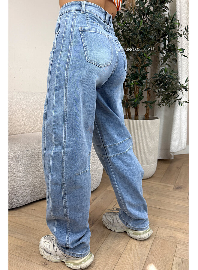 LIGHT BLUE - 'BALVIN JEANS' - SUPER STRETCH VIRAL BALLOON CARGO LEG JEANS