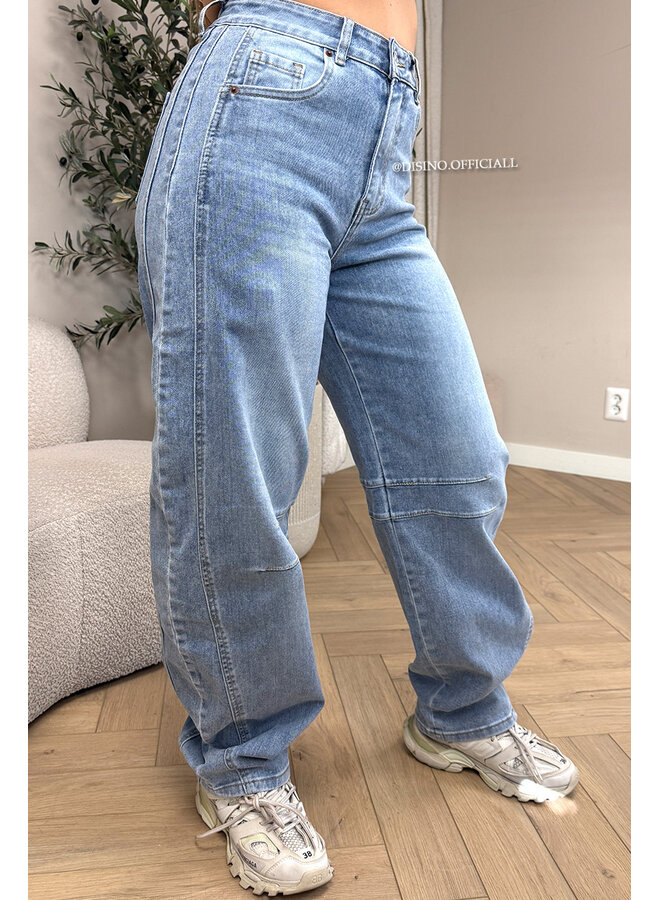 LIGHT BLUE - 'BALVIN JEANS' - SUPER STRETCH VIRAL BALLOON CARGO LEG JEANS