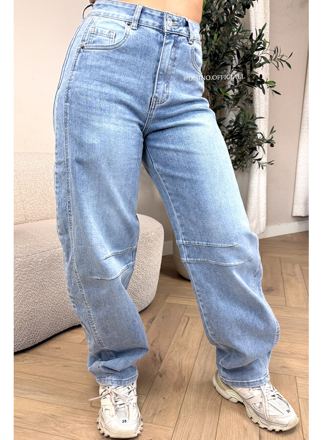 LIGHT BLUE - 'BALVIN JEANS' - SUPER STRETCH VIRAL BALLOON CARGO LEG JEANS