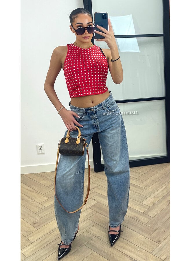 RED - 'LYNN RACER' - VIRAL MIRROR RACER TOP