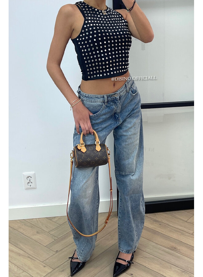 BLACK - 'LYNN RACER' - VIRAL MIRROR RACER TOP