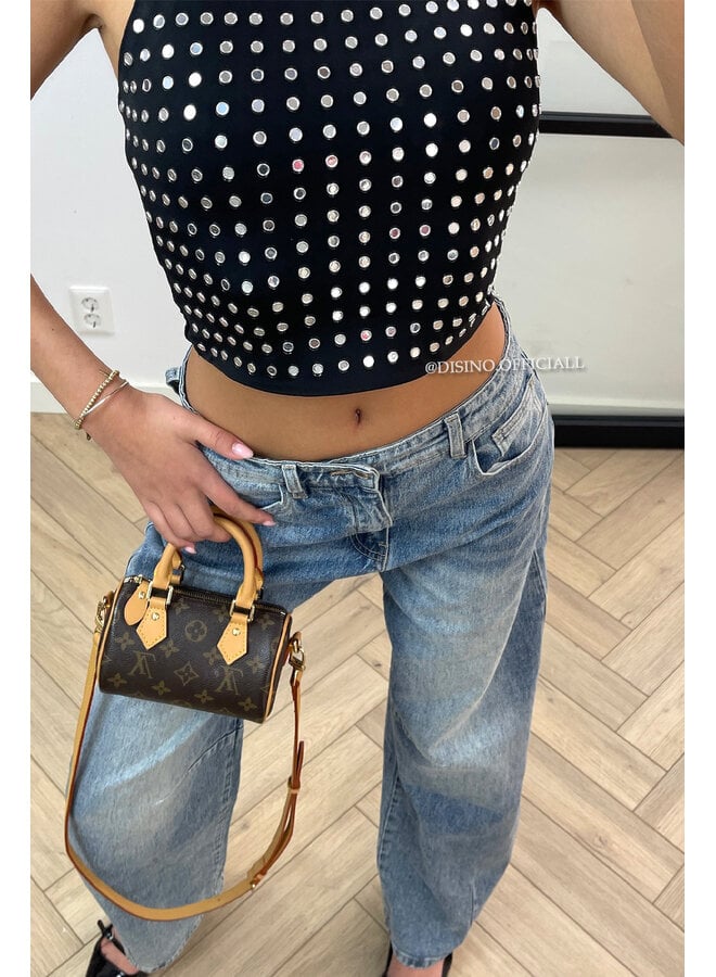 BLACK - 'LYNN RACER' - VIRAL MIRROR RACER TOP