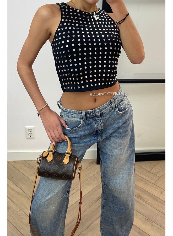 BLACK - 'LYNN RACER' - VIRAL MIRROR RACER TOP