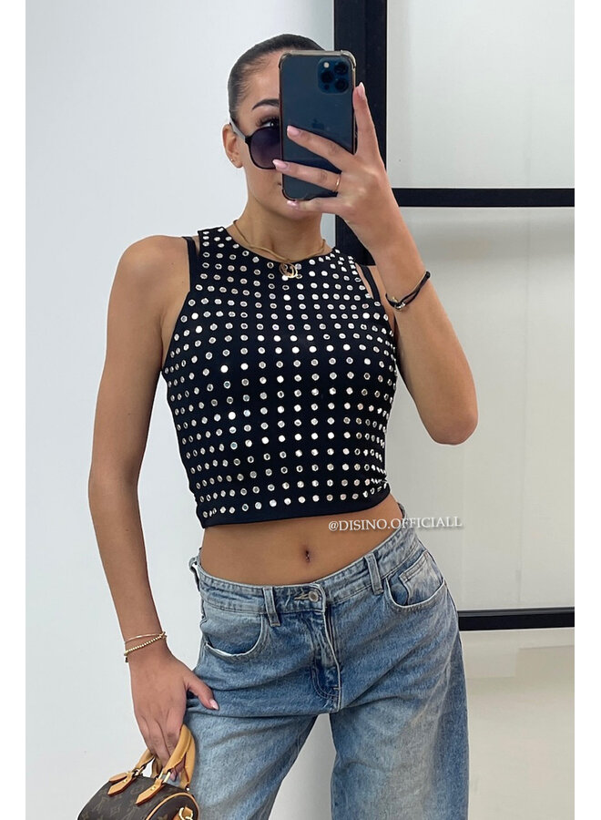 BLACK - 'LYNN RACER' - VIRAL MIRROR RACER TOP