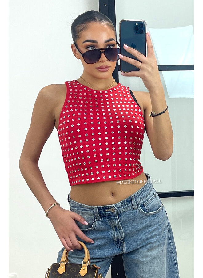 RED - 'LYNN RACER' - VIRAL MIRROR RACER TOP