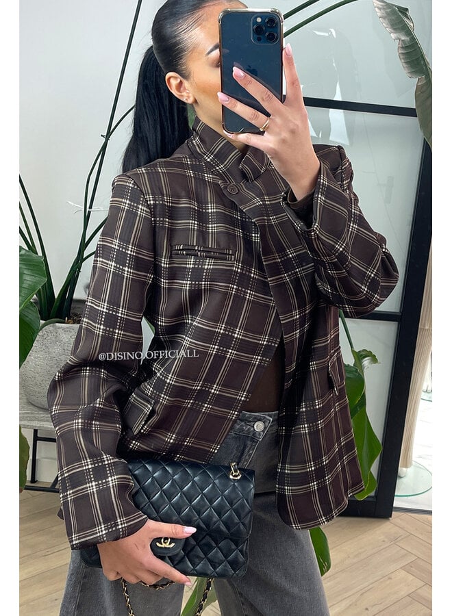 CHOCO - 'CHECKED NORA BLAZER' - VIRAL BUTTON BLAZER