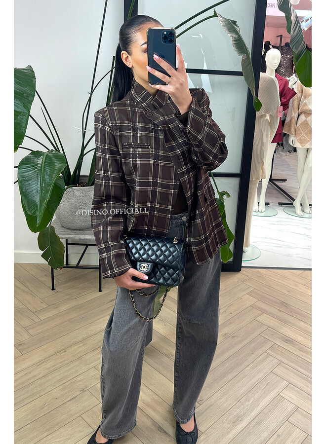 CHOCO - 'CHECKED NORA BLAZER' - VIRAL BUTTON BLAZER
