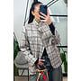 BEIGE - 'CHECKED NORA BLAZER' - VIRAL BUTTON BLAZER