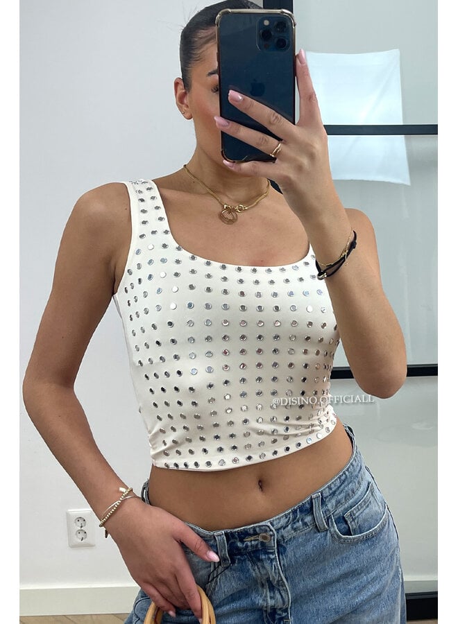 BEIGE - 'LYNN TOP' - VIRAL MIRROR CROPPED TOP