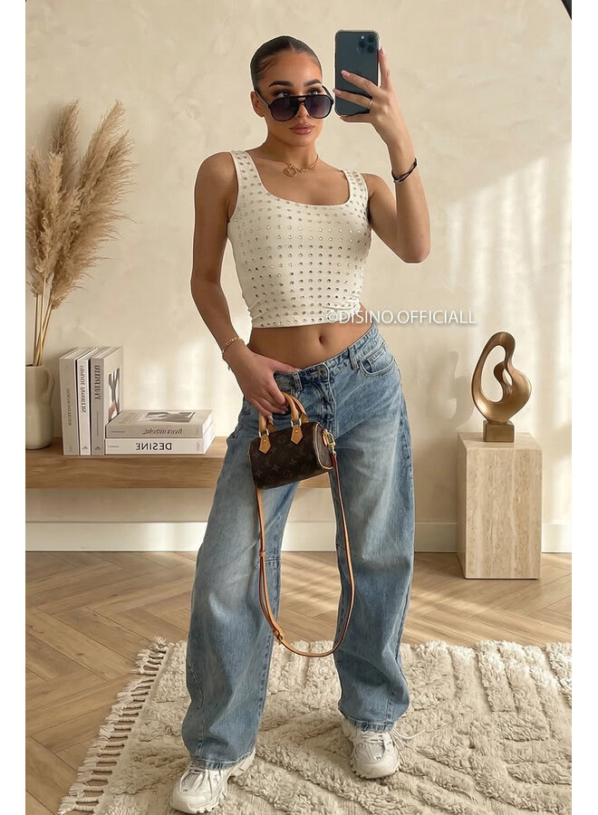 BEIGE - 'LYNN TOP' - VIRAL MIRROR CROPPED TOP