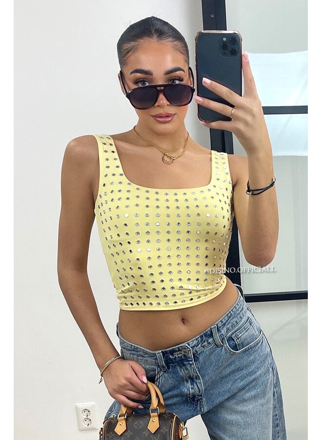 YELLOW - 'LYNN TOP' - VIRAL MIRROR CROPPED TOP