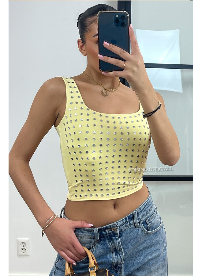 YELLOW - 'LYNN TOP' - VIRAL MIRROR CROPPED TOP