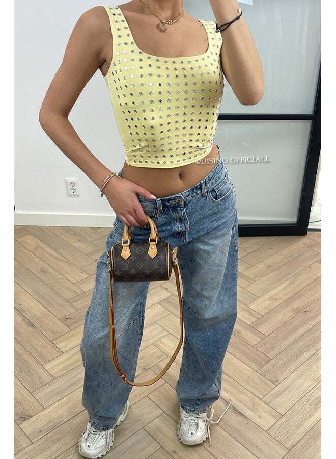 YELLOW - 'LYNN TOP' - VIRAL MIRROR CROPPED TOP