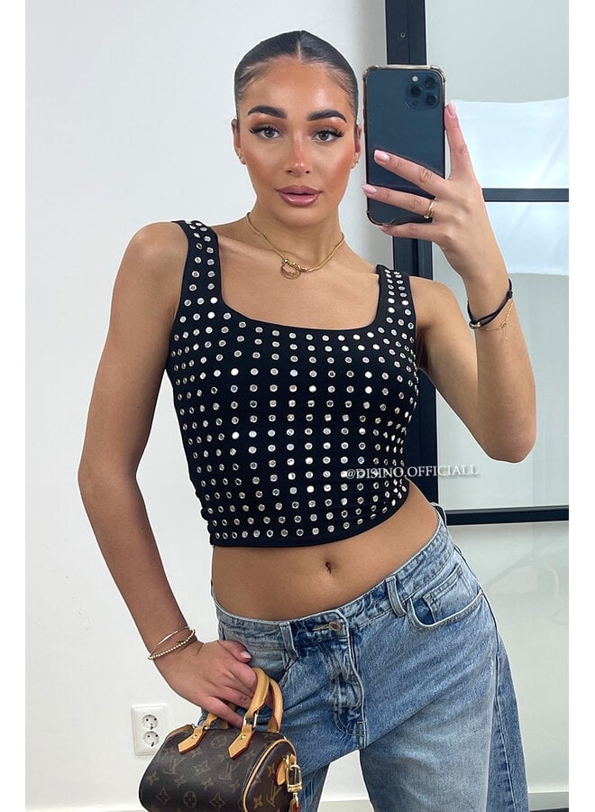 BLACK - 'LYNN TOP' - VIRAL MIRROR CROPPED TOP