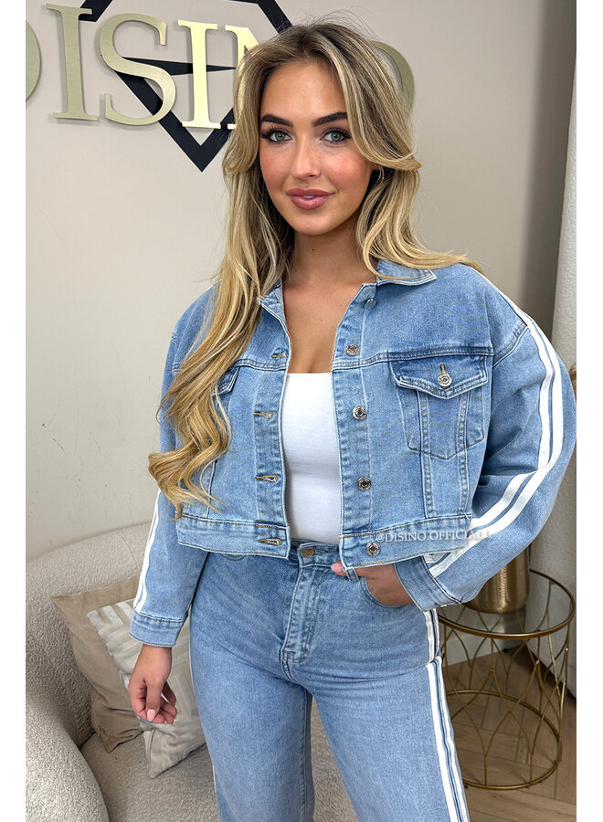 LIGHT BLUE - 'SKYE JACKET' - OVERSIZED STRIPED DENIM JACKET