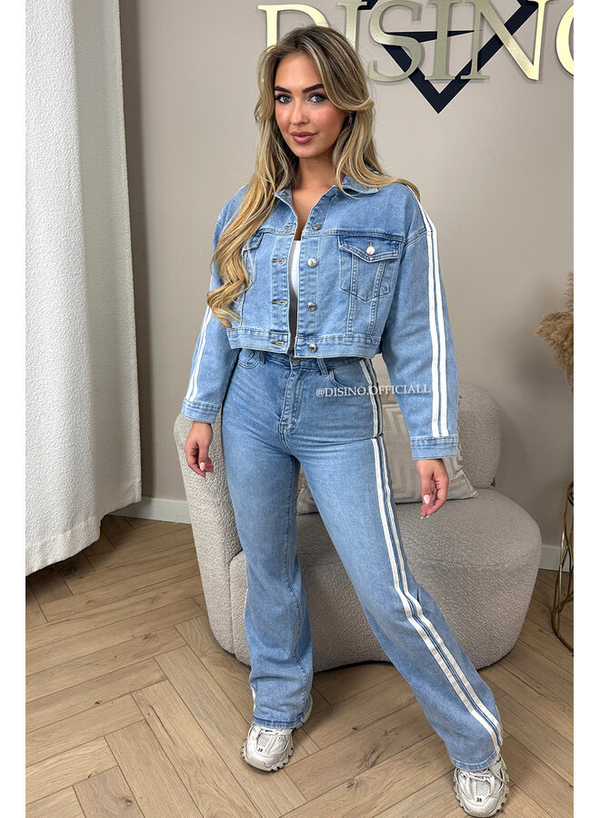 LIGHT BLUE - 'SKYE JACKET' - OVERSIZED STRIPED DENIM JACKET