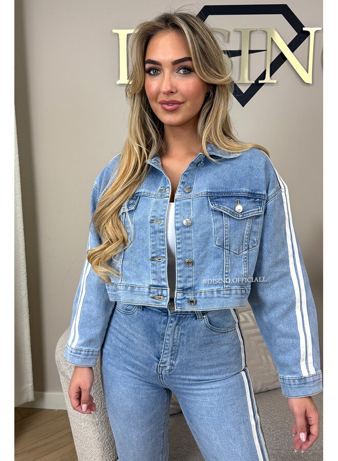 LIGHT BLUE - 'SKYE JACKET' - OVERSIZED STRIPED DENIM JACKET