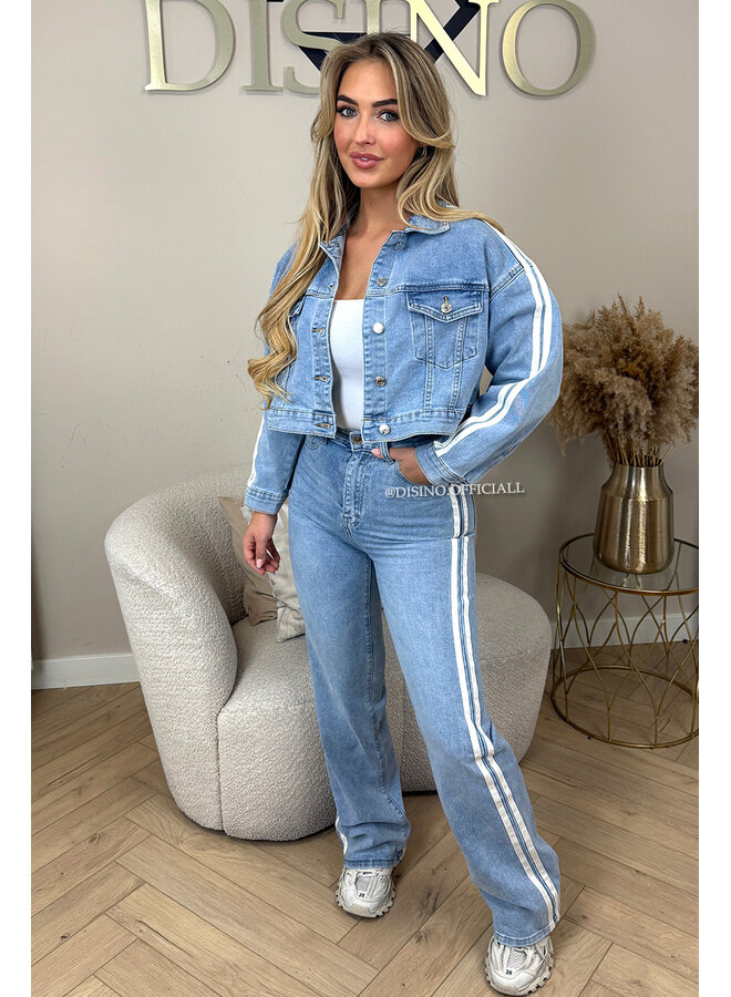 LIGHT BLUE - 'SKYE JACKET' - OVERSIZED STRIPED DENIM JACKET