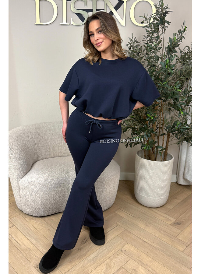 NAVY BLUE - 'DOMINIQUE SET' - OVERSIZED TOP + PANTS TWO PIECE SET