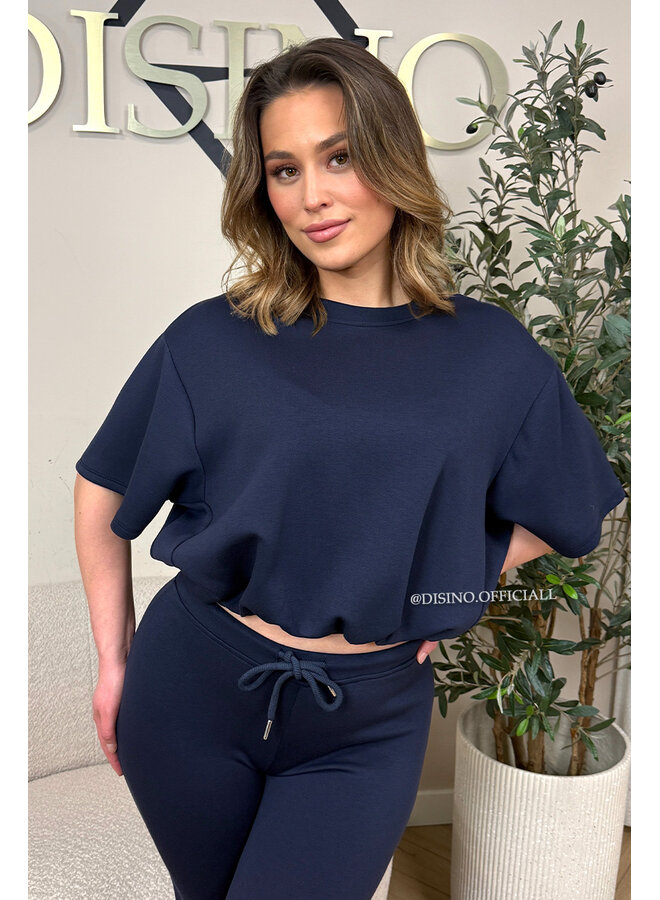 NAVY BLUE - 'DOMINIQUE SET' - OVERSIZED TOP + PANTS TWO PIECE SET