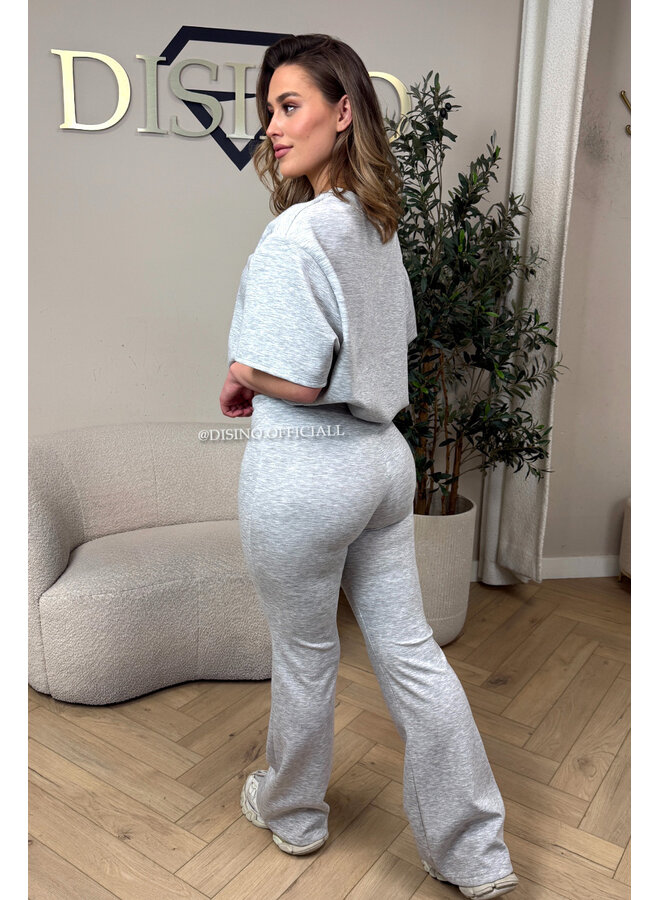 GREY - 'DOMINIQUE SET' - OVERSIZED TOP + PANTS TWO PIECE SET